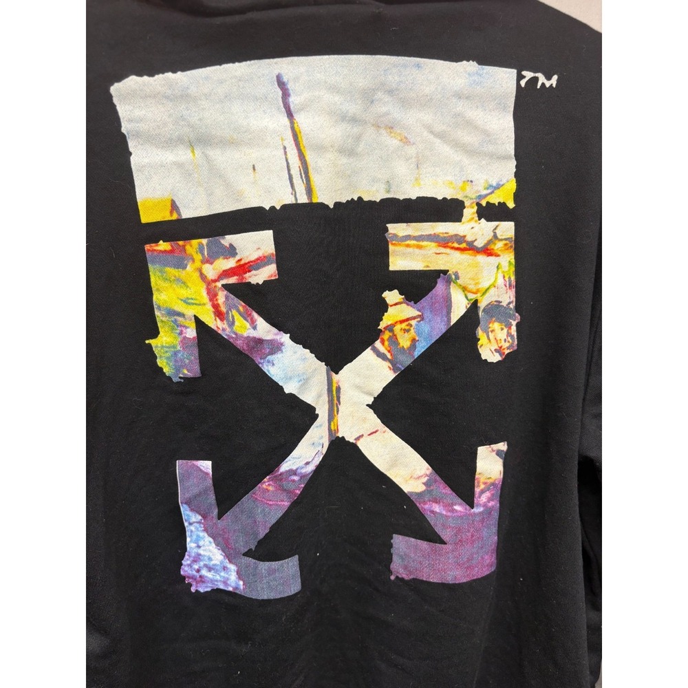 Off White Virgil Abloh Stencil Arrow Hoodie Black Kangaroo Pocket Outdoor 2XL - Picture 4 of 8